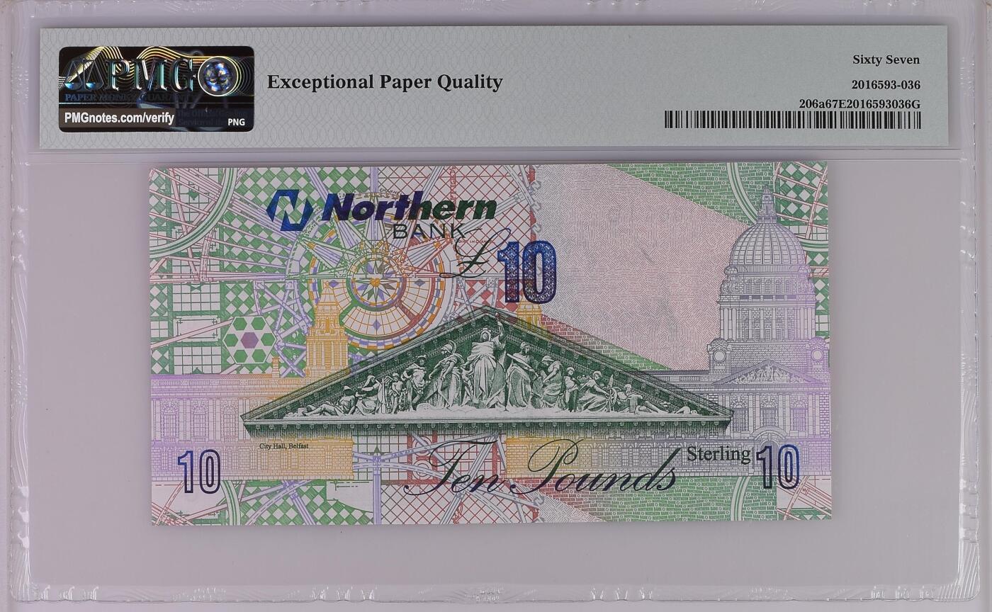 收藏联盟Quantum Auction 第385期拍卖  北爱尔兰北方银行2005年10镑 PMG67