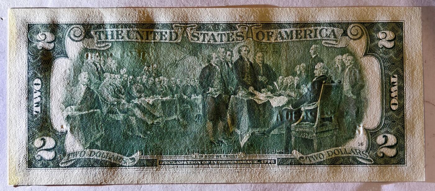 紫瑗钱币——第455期——纸币场 美国 2017年 L版 A序列 托马斯.杰斐逊 2美元 UNC