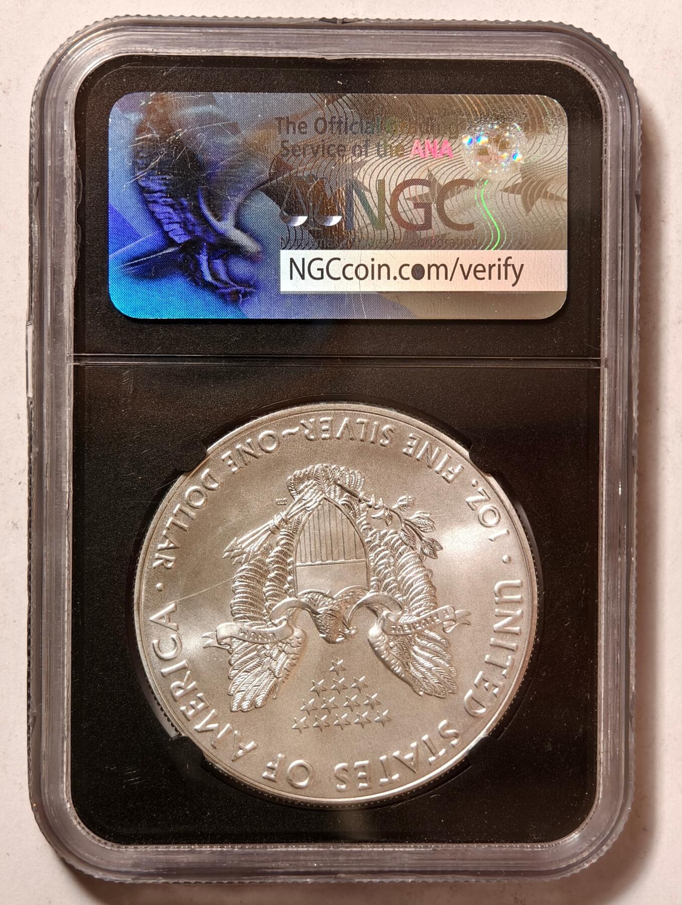 紫瑗钱币——第440期 美国 2017年 行走女神 1盎司 投资银币 NGC MS70 （国会议员 迈克·卡斯特签名版）
