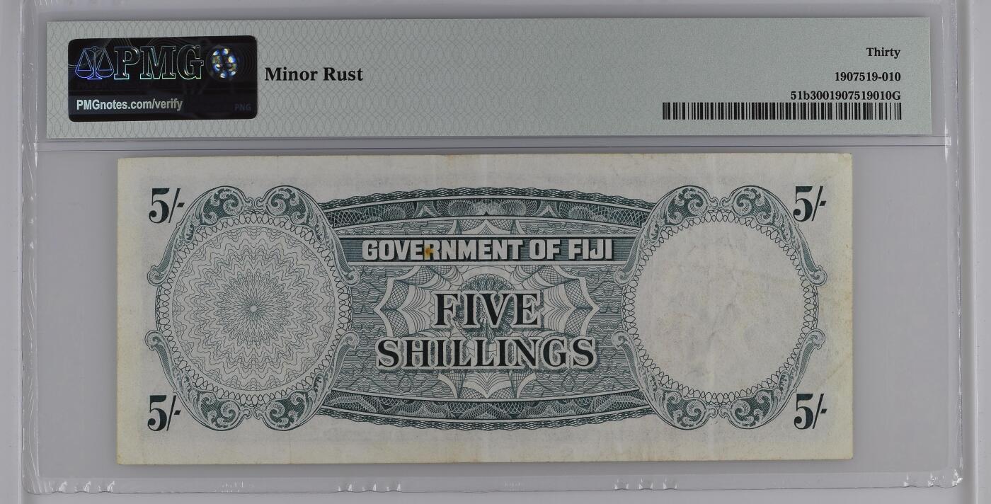 收藏联盟Quantum Auction 第385期拍卖  英属斐济1961年5先令 PMG30 Printer: BWC