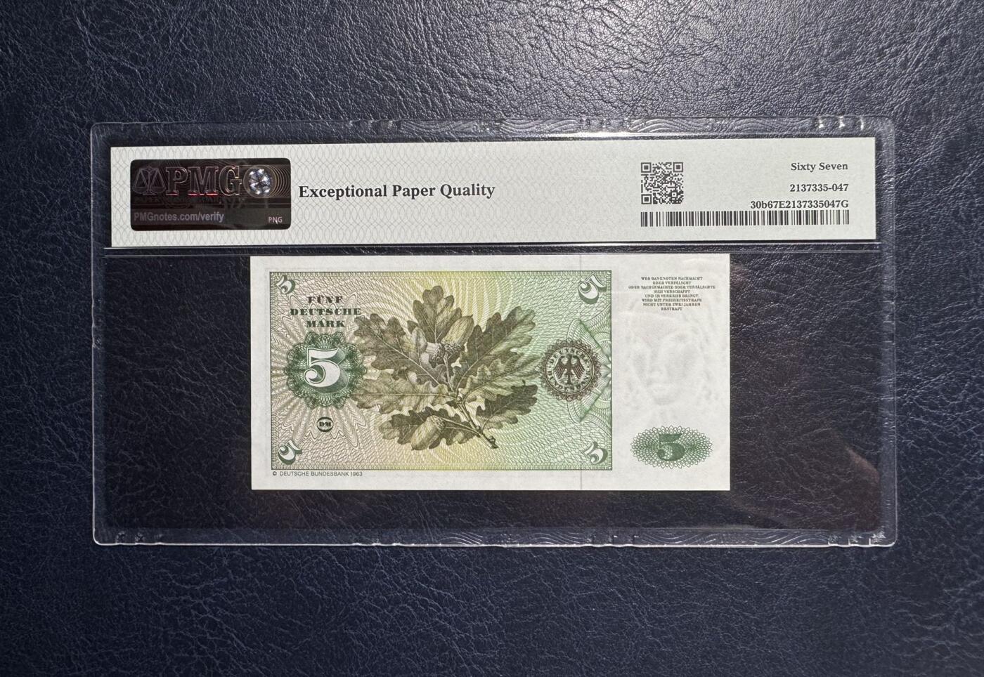 收藏联盟Quantum Auction 第385期拍卖  德国联邦1980年5马克 PMG67 号码无347尾88