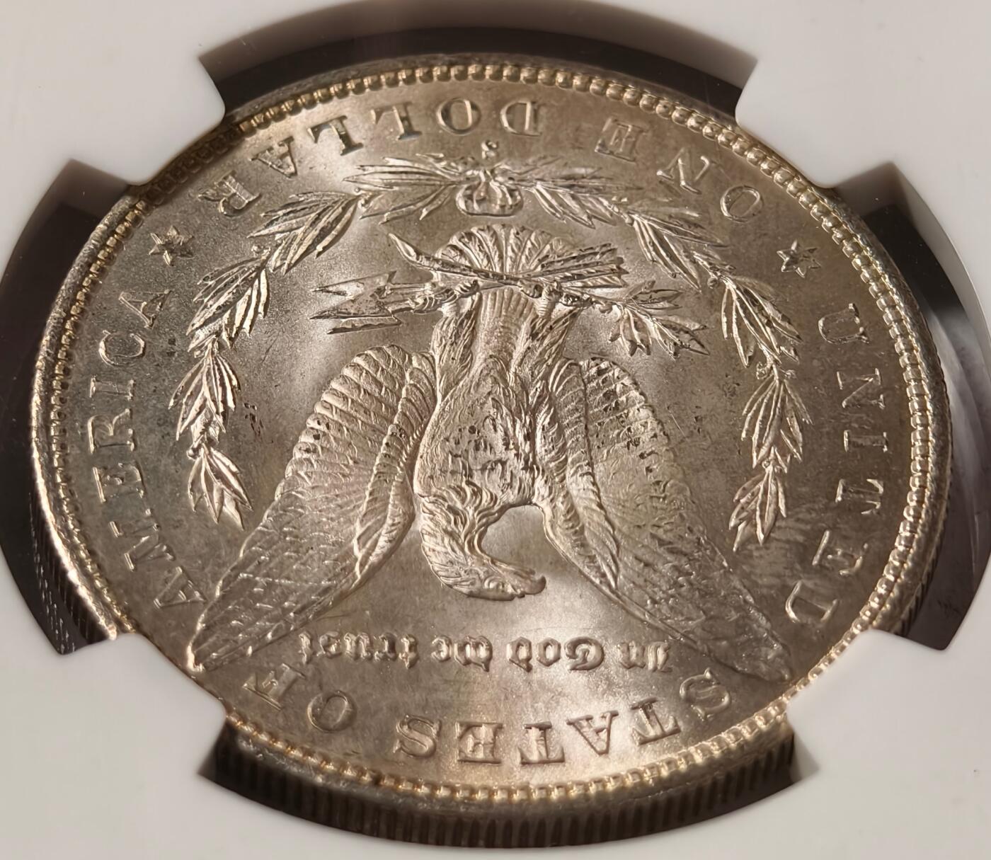 紫瑗钱币——第462期 美国 1880年 S版 摩根 大头妹1美元 银币 NGC  MS63