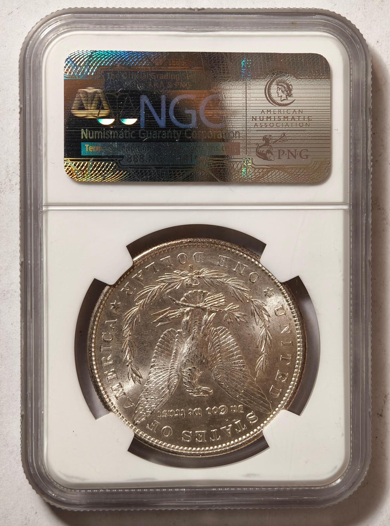 紫瑗钱币——第440期 美国 1882年 S版 摩根 大头妹1美元 银币 NGC  MS63