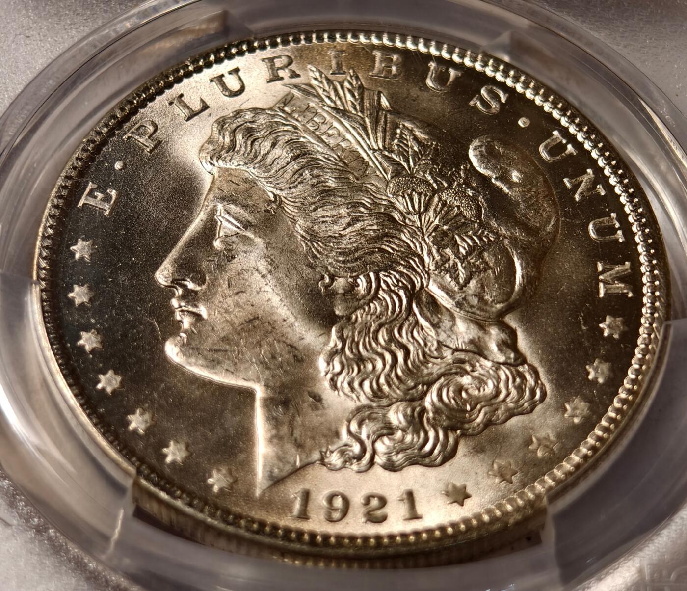 紫瑗钱币——第462期 美国 1921年 摩根 大头妹1美元 银币 PCGS MS65