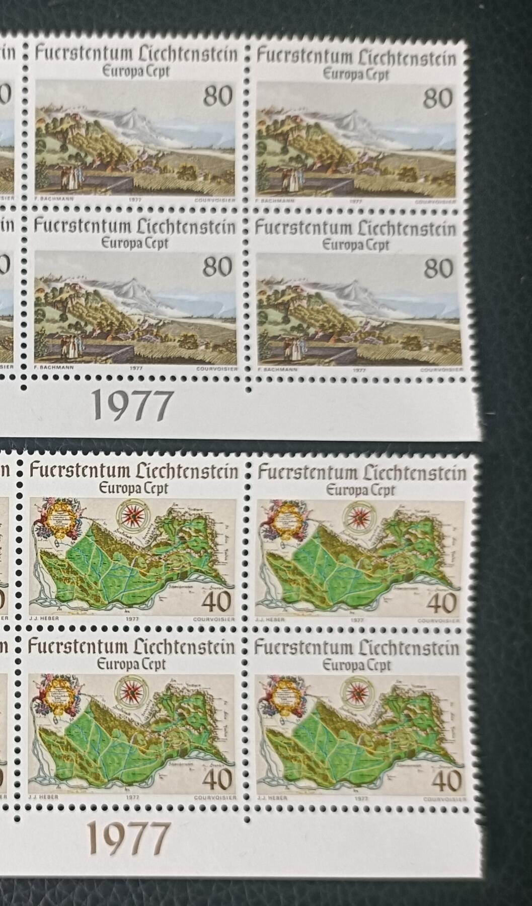 112外国邮票 列支敦士登1977年欧罗巴 瓦杜兹风光地图2全 新票 单套出售 拍四套可得四方联