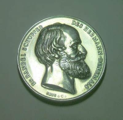 德国1875年 赫尔曼纪念碑落成高浮雕精制大银章 42MM 27.6克 - 德国1875年 赫尔曼纪念碑落成高浮雕精制大银章 42MM 27.6克