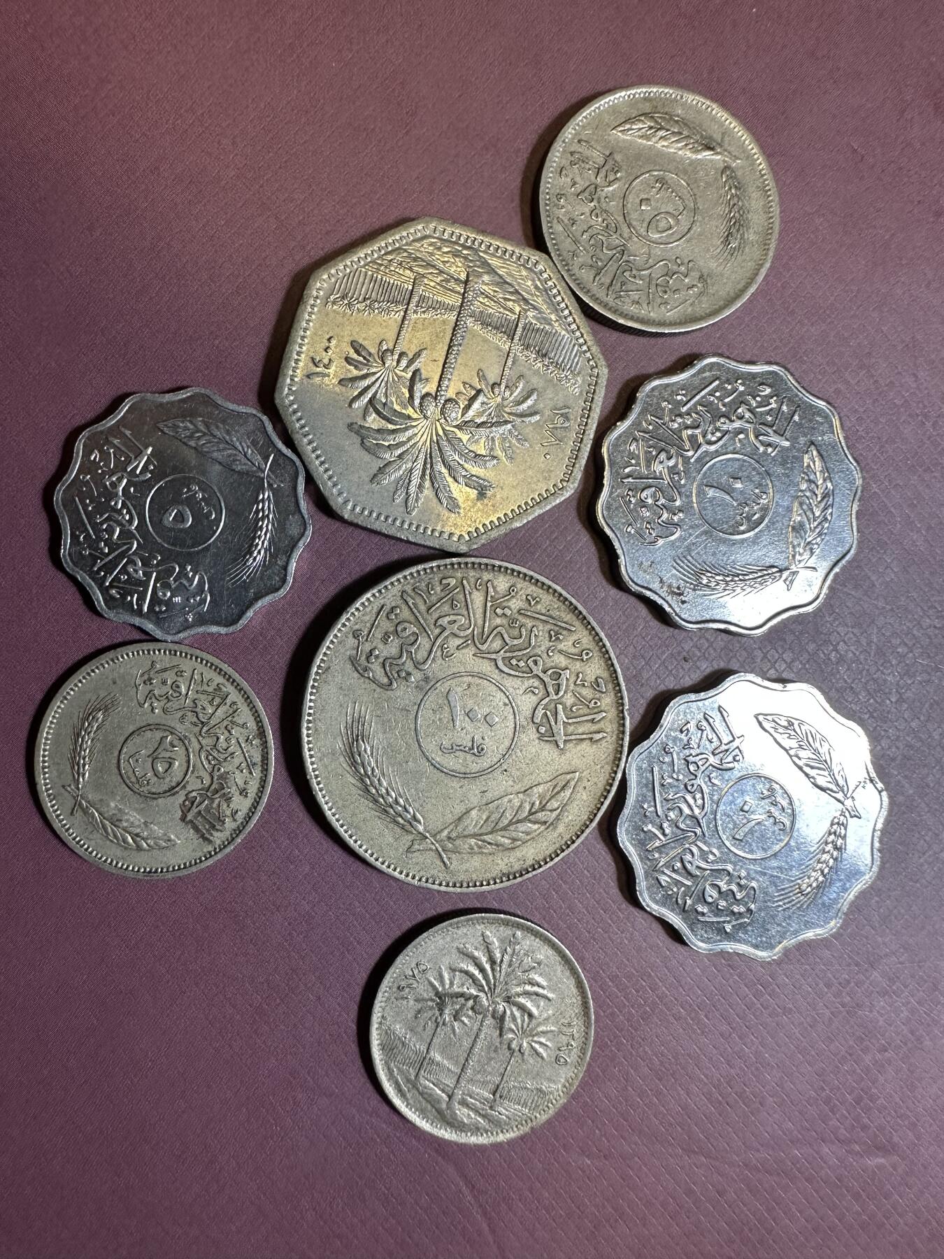 外国章，勋记，外币混合专场 伊拉克硬币8枚，各种形状