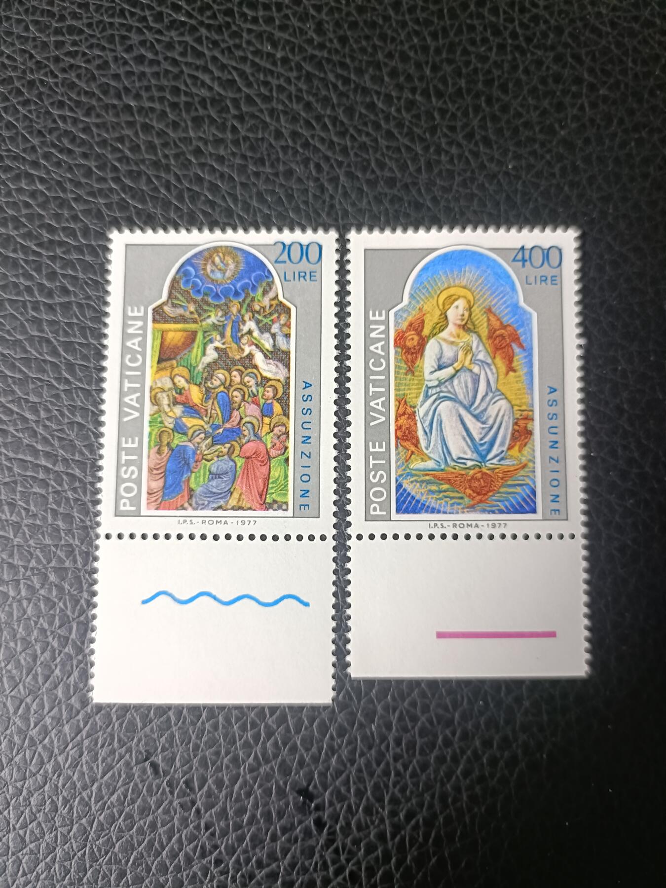 117外国邮票 梵蒂冈邮票1977 圣母升天节 2全 新票 带边纸