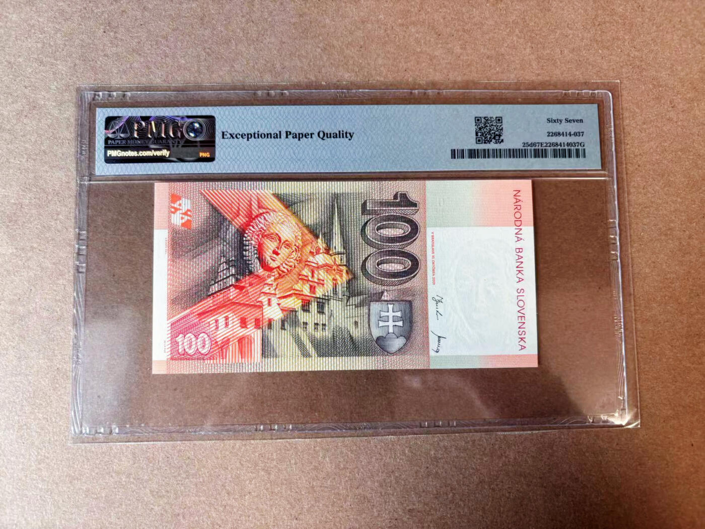 【Blue Auction】✨世界纸币精拍第565期【精】 【无47】斯洛伐克 2001年100克朗 PMG67EPQ 高分 