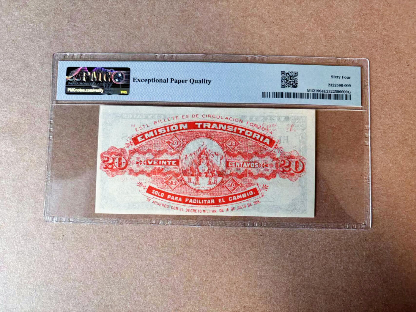 【Blue Auction】✨世界纸币精拍第565期【精】 墨西哥 1915年20分 PMG64EPQ 