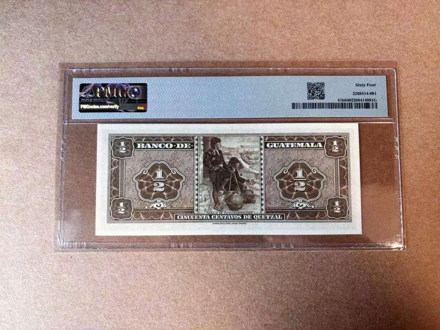【Blue Auction】✨世界纸币精拍第565期【精】 危地马拉 1960年1/2Q PMG64