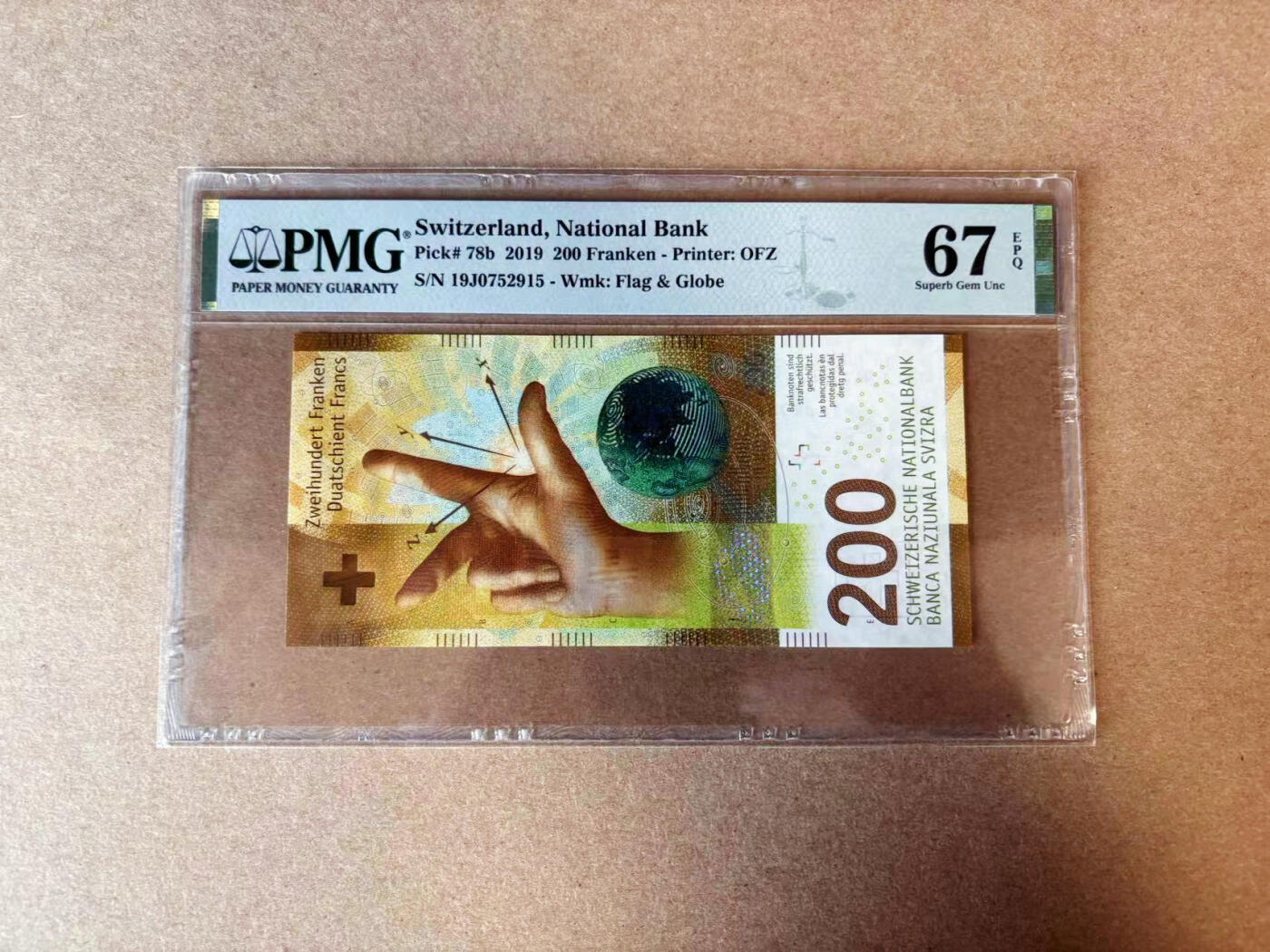 【Blue Auction】✨世界纸币精拍第565期【精】 瑞士 2019年200法郎 PMG67EPQ 高分