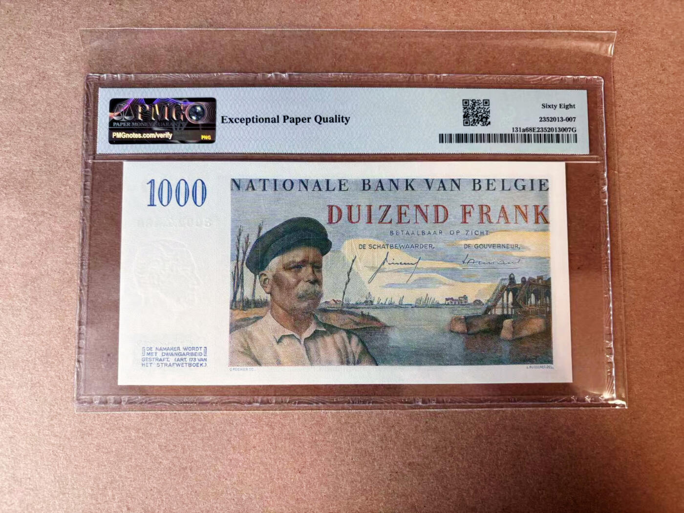 【Blue Auction】✨世界纸币精拍第565期【精】 【唯一冠军分 a版】比利时 1950-58年1000法郎 PMG68EPQ 超高分 法属风 精美