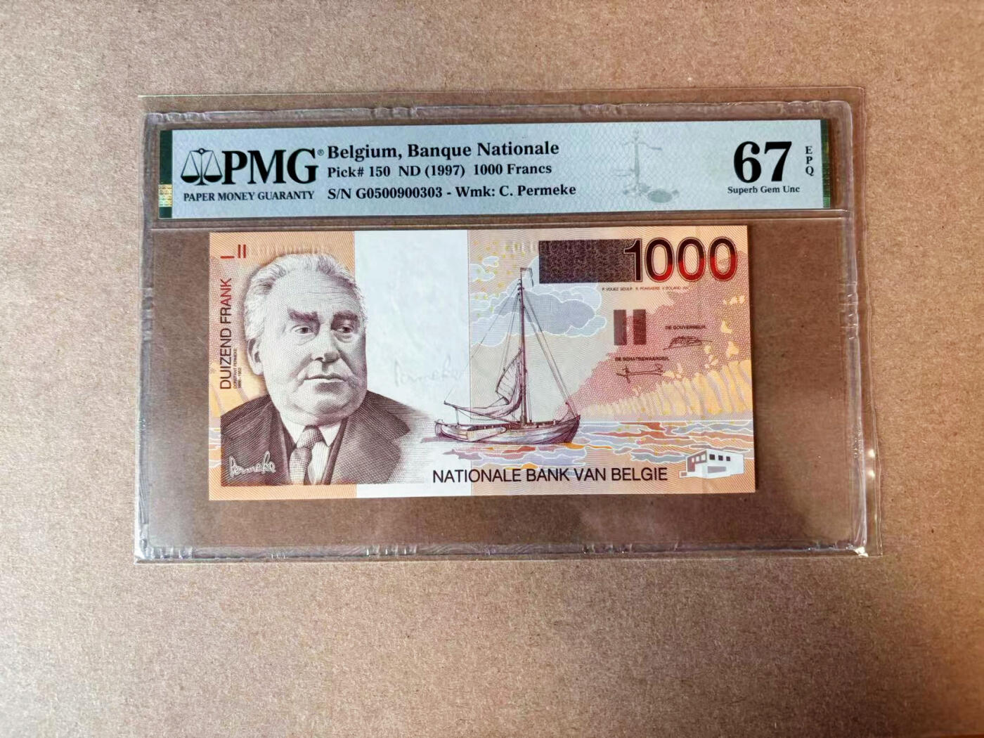 【Blue Auction】✨世界纸币精拍第565期【精】 【无47】比利时 1997年1000法郎 PMG67EPQ 高分