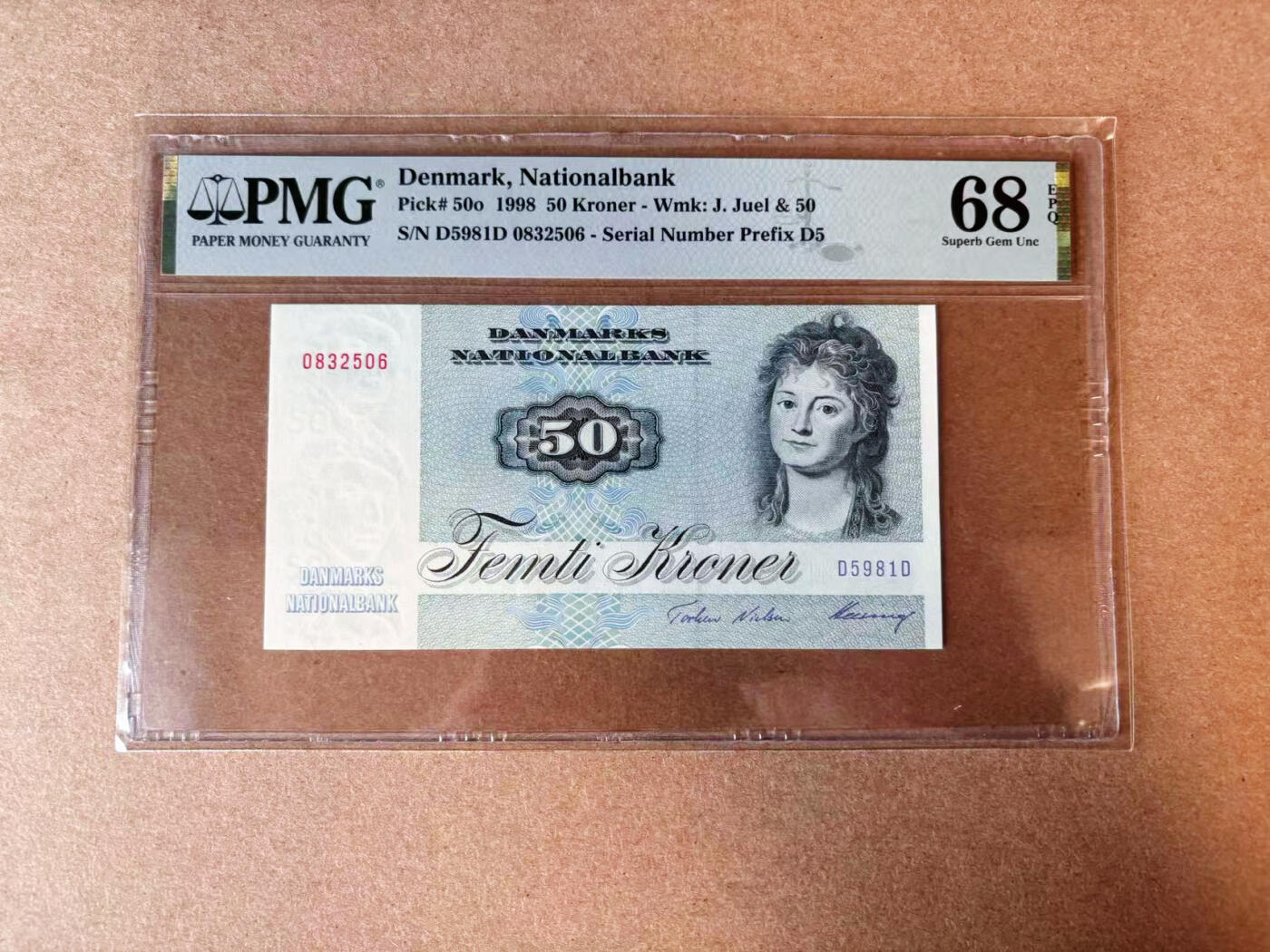 【Blue Auction】✨世界纸币精拍第565期【精】 【无47】丹麦 1998年50克朗  PMG68EPQ 超高分