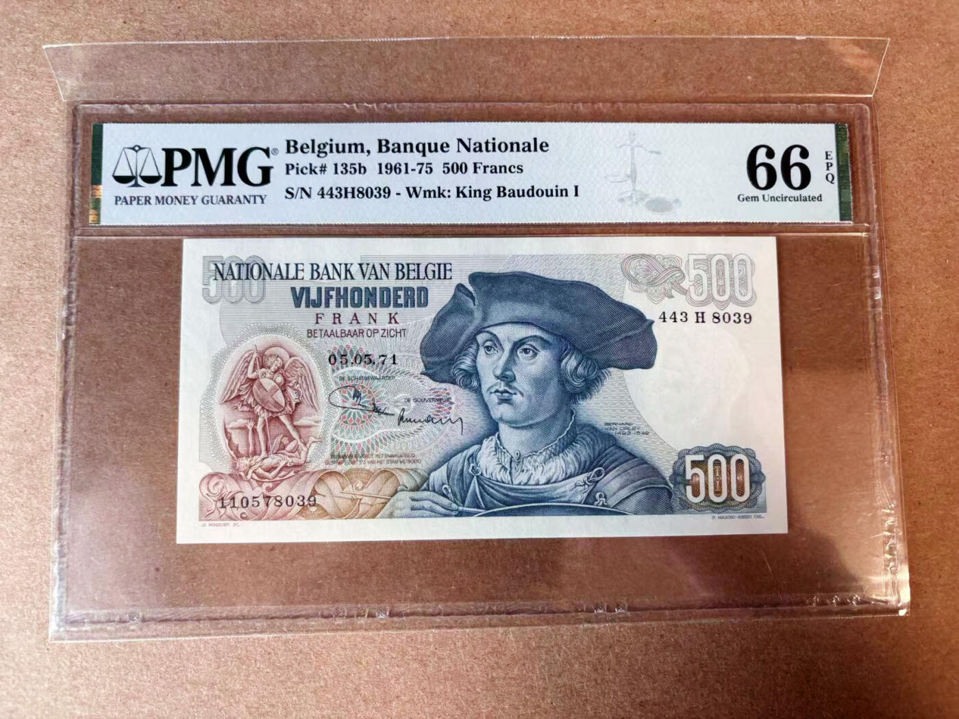 【Blue Auction】✨世界纸币精拍第565期【精】 比利时 1971年500法郎 黑寡妇 PMG66EPQ 