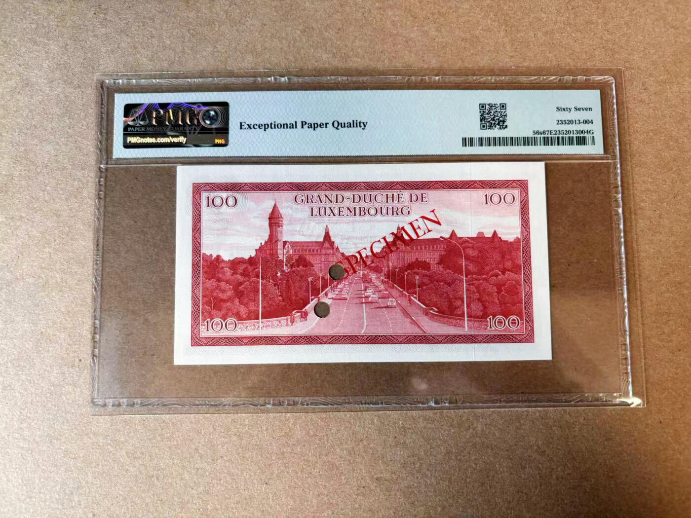 【Blue Auction】✨世界纸币精拍第565期【精】 【样钞】卢森堡 1970年100法郎  PMG67EPQ 高分 