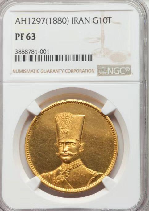 【Blue Auction】✨世界纸币精拍第565期【精】 【珍品 冠军分 高值罕见 超大票幅】波斯帝国 百年风云 1890-1923年（手写标注1910年） 少见10Tomans(当时与金币币值挂钩 如图所示）视觉效果震撼 小花的底纹设计精美 让人悦目 BWC出品雕刻精美 狮子拿大刀 国王纳赛尔丁·沙 是恺加王朝在位时间最长的君主 实钞冠军仅25分仅3个记录 该面值样钞能达到全新品相也是凤毛麟角 非常值得收藏的一张 历史价值很高 PMG64 