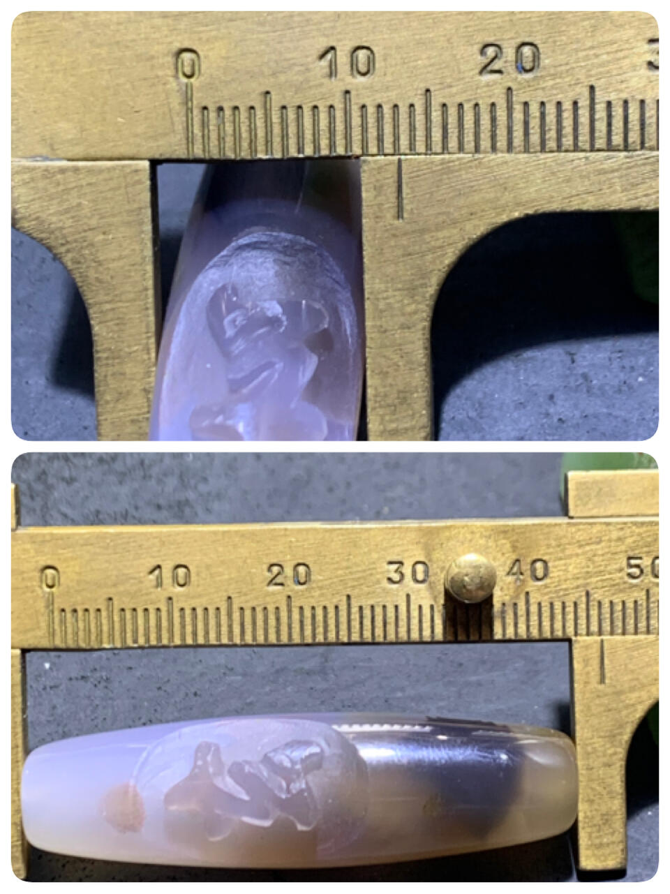 精美亚光高玉化巴西玛瑙手工俏色巧雕玄字桶珠一个！
