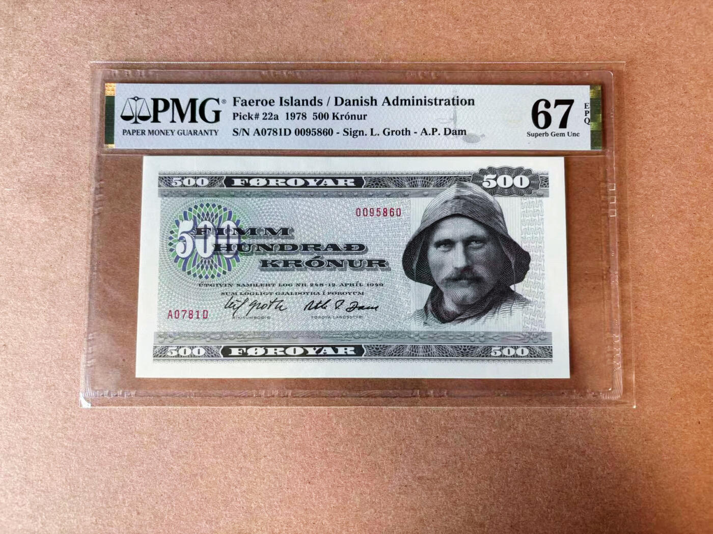 【Blue Auction】✨世界纸币精拍第565期【精】 【无47】法罗群岛 1978年500克朗 PMG67EPQ 高分