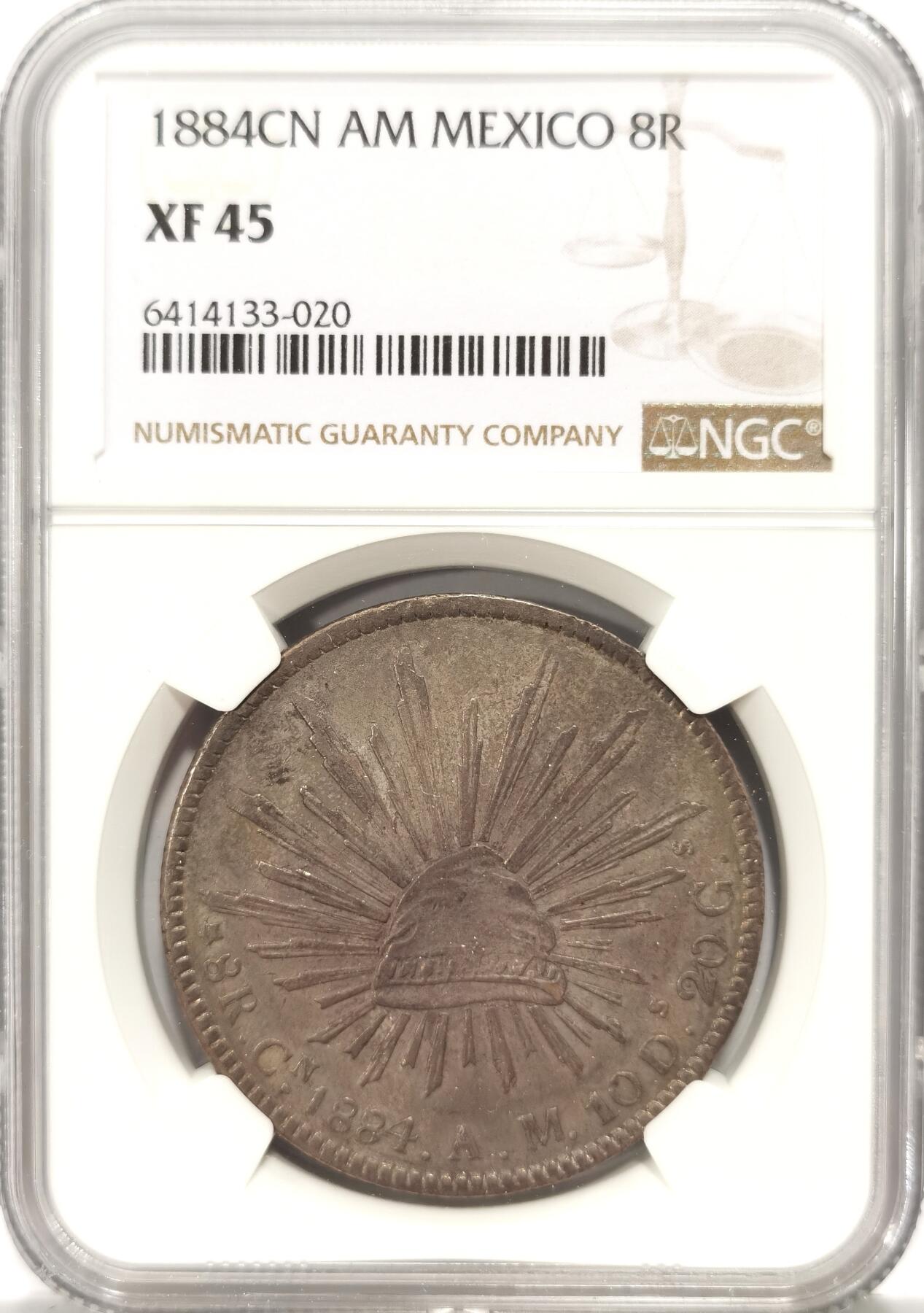 博洋堂世界钱币拍卖第097期（全场包邮） NGC XF45 墨西哥1884年CN AM版花边鹰洋，Cn厂并不常见年份，原味深包浆