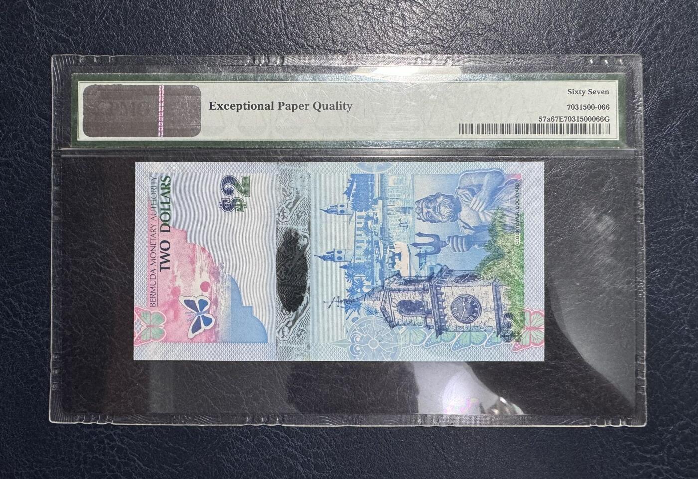 收藏联盟Quantum Auction 第386期拍卖  百慕大群岛2009年2元A/1冠70号  PMG67