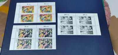 🔥套票🔥德国邮票专场，都是四方联套票 - 德国邮票四方联一套，1993年发行，   20世纪德国现代绘画3全，品相如图