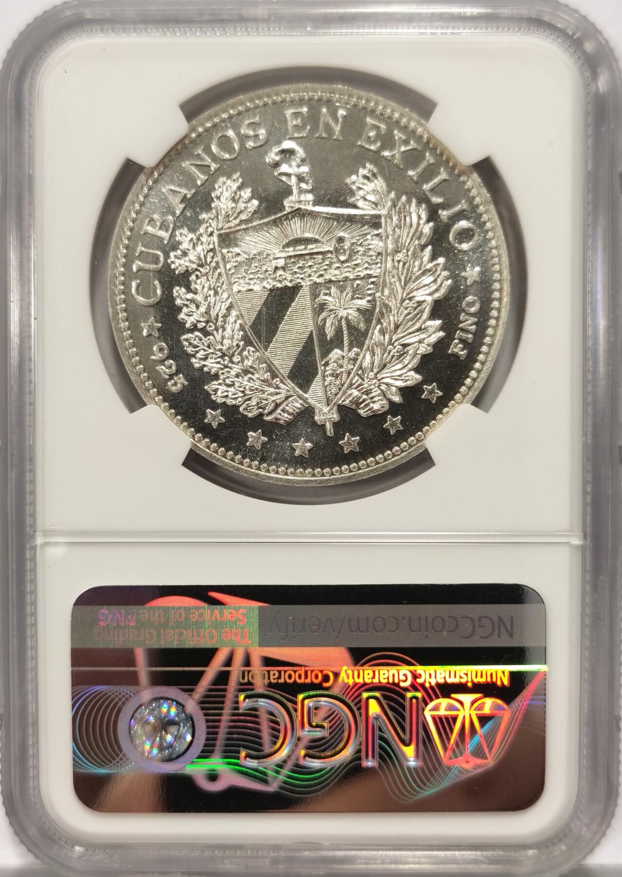 博洋堂世界钱币拍卖第097期（全场包邮） NGC PF67CAMEO 古巴1965年流亡政府女神1比索精制银币，光边，大名誉品。