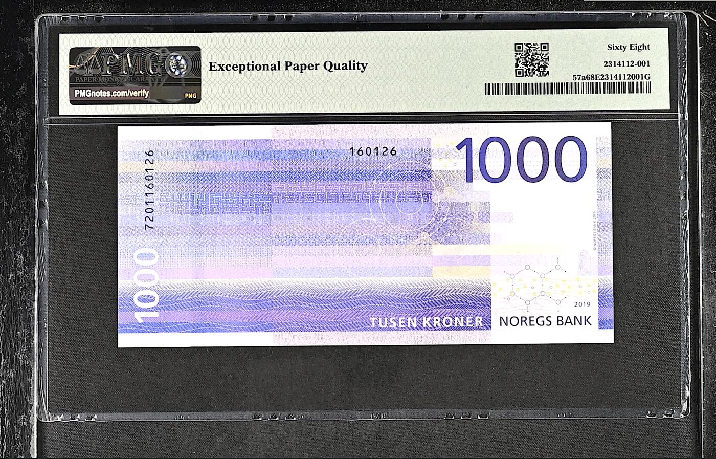 《张总收藏》172期-周日外币荟萃 挪威1000克朗 PMG68E 2019年海洋版 无4