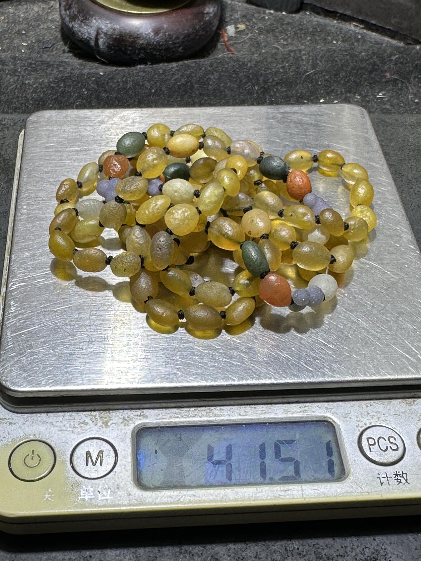 精美天然阿拉善长款高圆度彩珠玛瑙项链(手链，手串)一条，