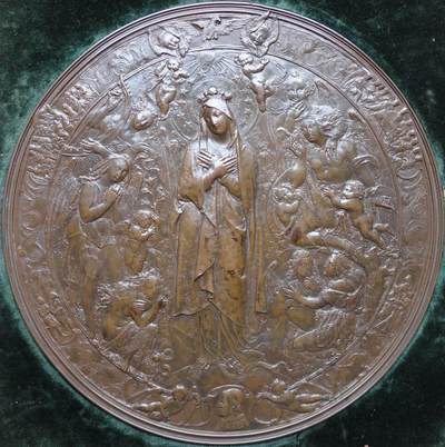 「木头集藏」章牌精品专场 - Antoine Vechte～1854年英国纪念罗马教廷宣告圣母无染原罪教义原盒铜章，直径：158mm，电铸单面大铜章，精美绝伦，存世罕见，原盒不能扣紧。英国鲍德温拍卖2013年拍出过无盒的一枚，含佣金的成交价格已超过7500元人民币。
