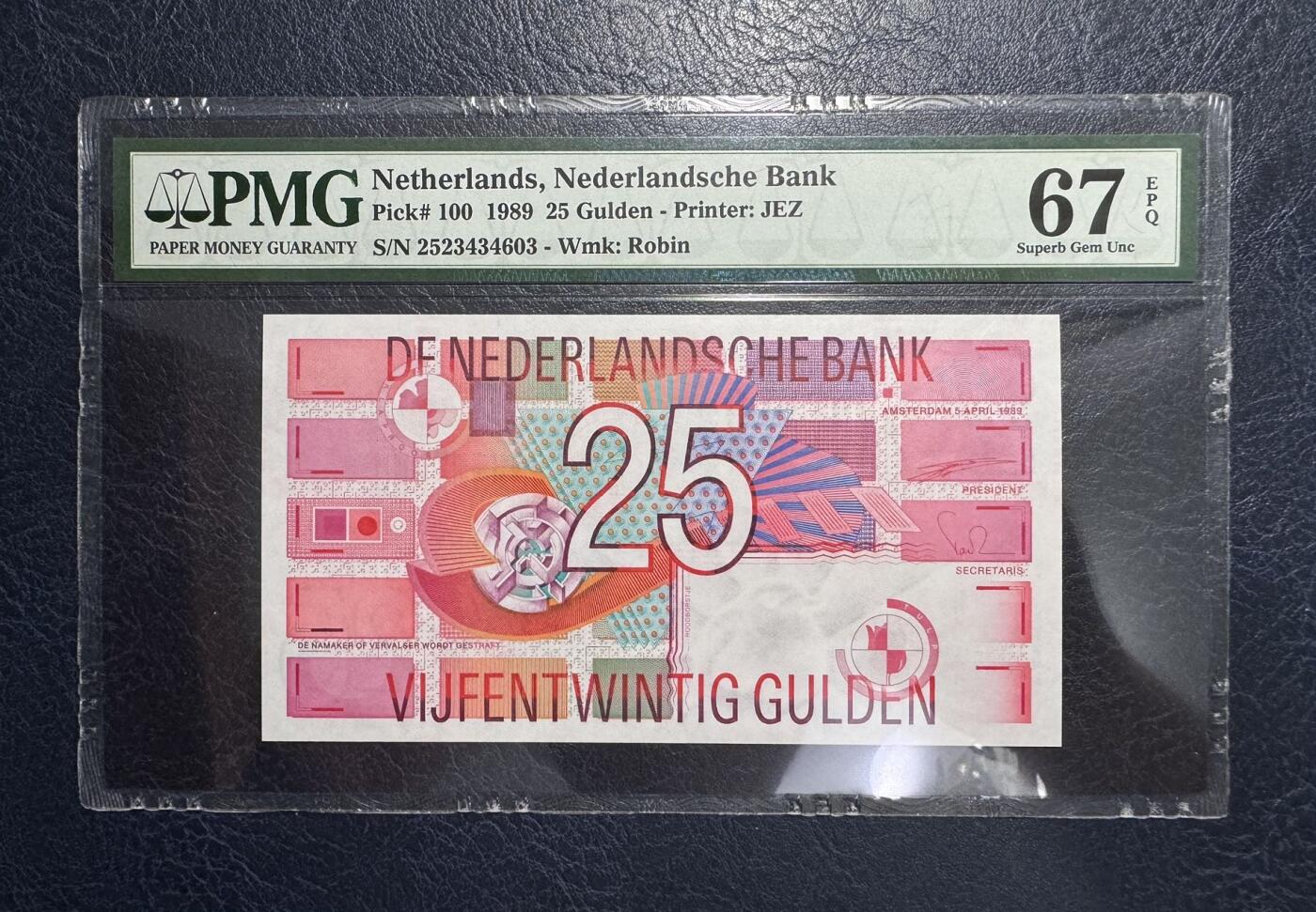 收藏联盟Quantum Auction 第386期拍卖  荷兰1989年25盾 PMG67