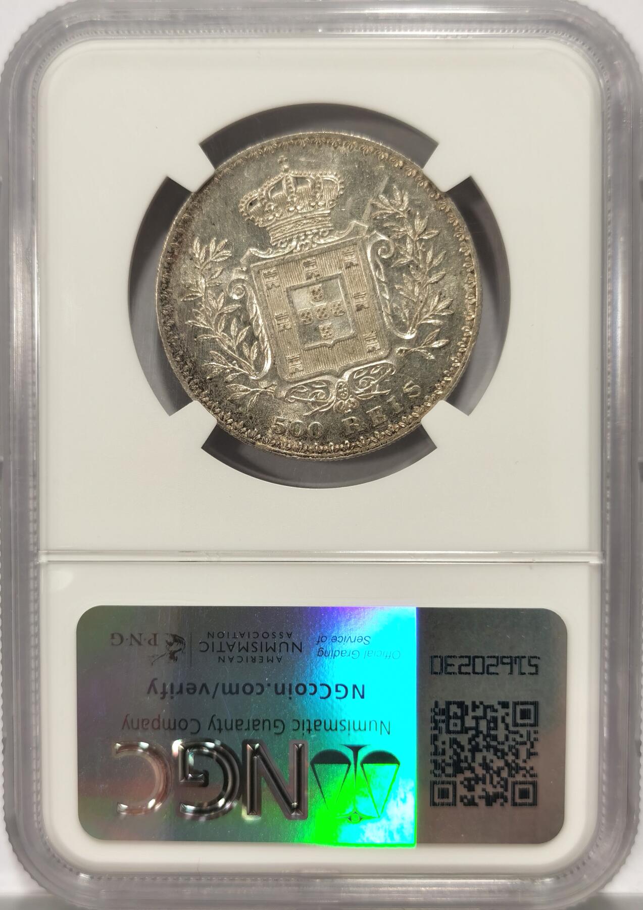 博洋堂世界钱币拍卖第097期（全场包邮） NGCMS61 葡萄牙1891年500R银币