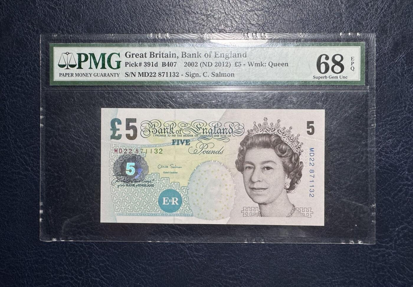 收藏联盟Quantum Auction 第386期拍卖  英国2012年5镑 PMG68 号码无4 