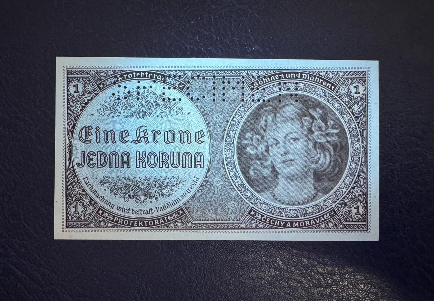 收藏联盟Quantum Auction 第386期拍卖  波西米亚和摩拉维亚1942年1克朗样票 品相全新UNC
