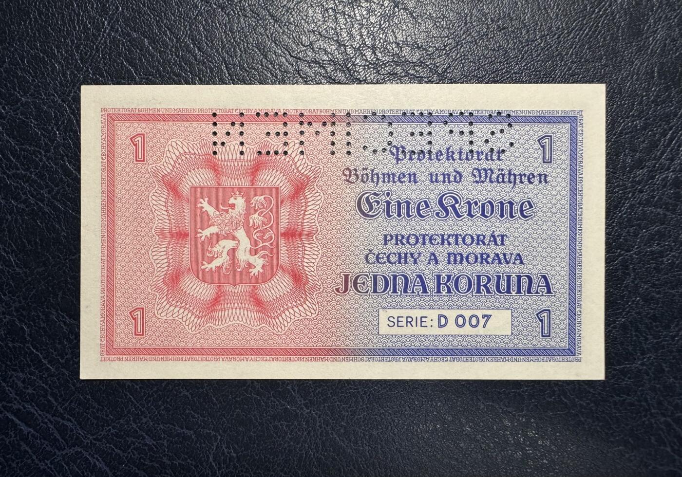 收藏联盟Quantum Auction 第386期拍卖  波西米亚和摩拉维亚1942年1克朗样票 品相全新UNC