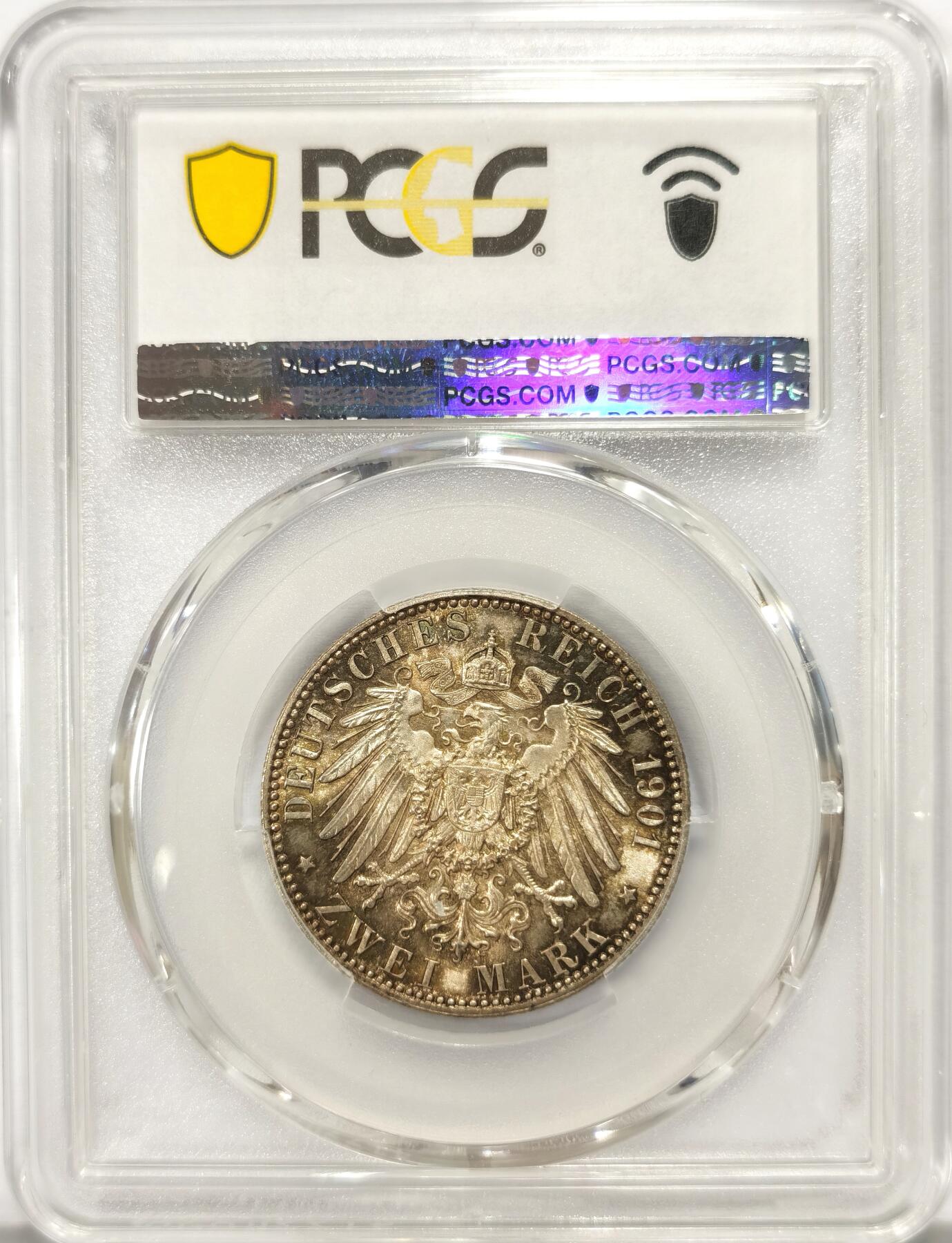 博洋堂世界钱币拍卖第097期（全场包邮） PCGS MS65 德国普鲁士1901年建国200周年2马克 五彩银币