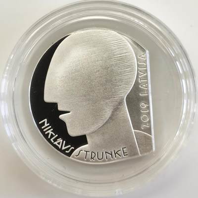 博洋堂蛇年收官专场暨第161期（全场包邮） - 拉脱维亚2019年斯克鲁克进入房间的人5欧异形纪念银币 20克925银 发行量4000枚