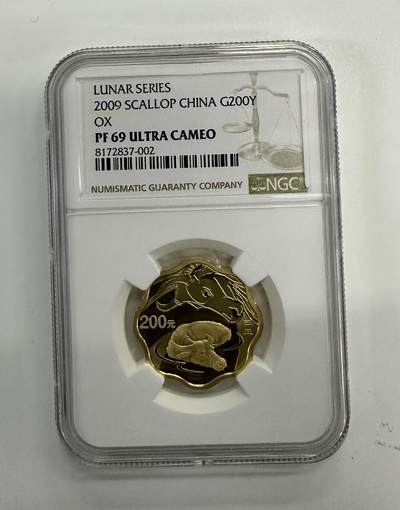 【金钰满堂钱币】拍卖第三十二期 金银币NGC评级币 纪念章 龙钞 - 2009年牛年生肖梅花1/2盎司金币ngc69分 带证书