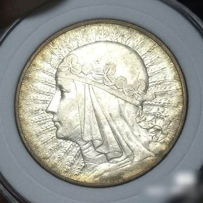 AU58环彩1932波兰谷物女神尼姑头10兹罗提银币 - AU58环彩1932波兰谷物女神尼姑头10兹罗提银币
