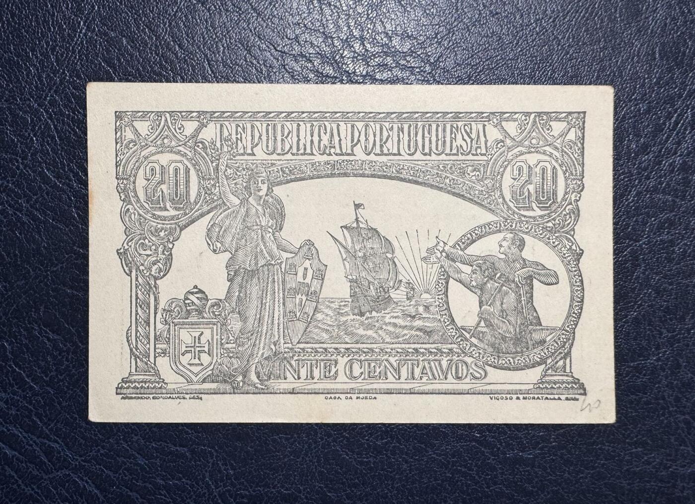 收藏联盟Quantum Auction 第387期拍卖  葡萄牙1922年铸币局版20分 品相UNC-  稀少 