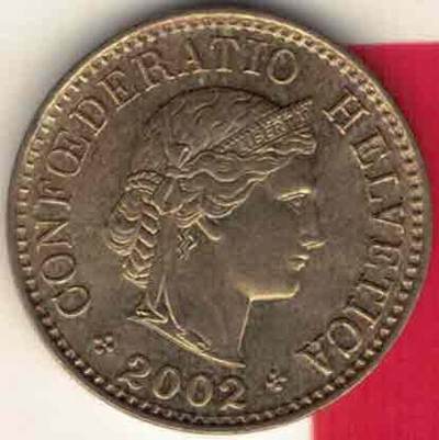 瑞士2002年5生丁(5分) 欧洲硬币 实物图 UNC- - 瑞士2002年5生丁(5分) 欧洲硬币 实物图 UNC-
