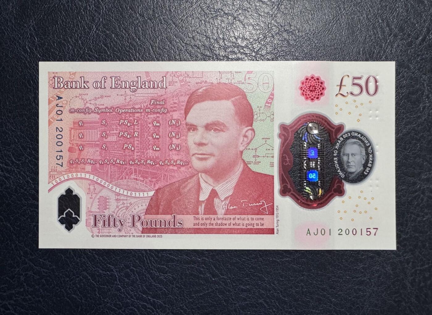 收藏联盟Quantum Auction 第387期拍卖  英国2024年50镑 品相全新UNC AJ01冠 号码无4  查理三世国王
