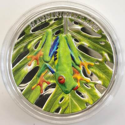 博洋堂蛇年收官专场暨第161期（全场包邮） - 库克群岛2018年5库克树蛙1盎司高浮雕彩色精制纪念银币 发行量999枚