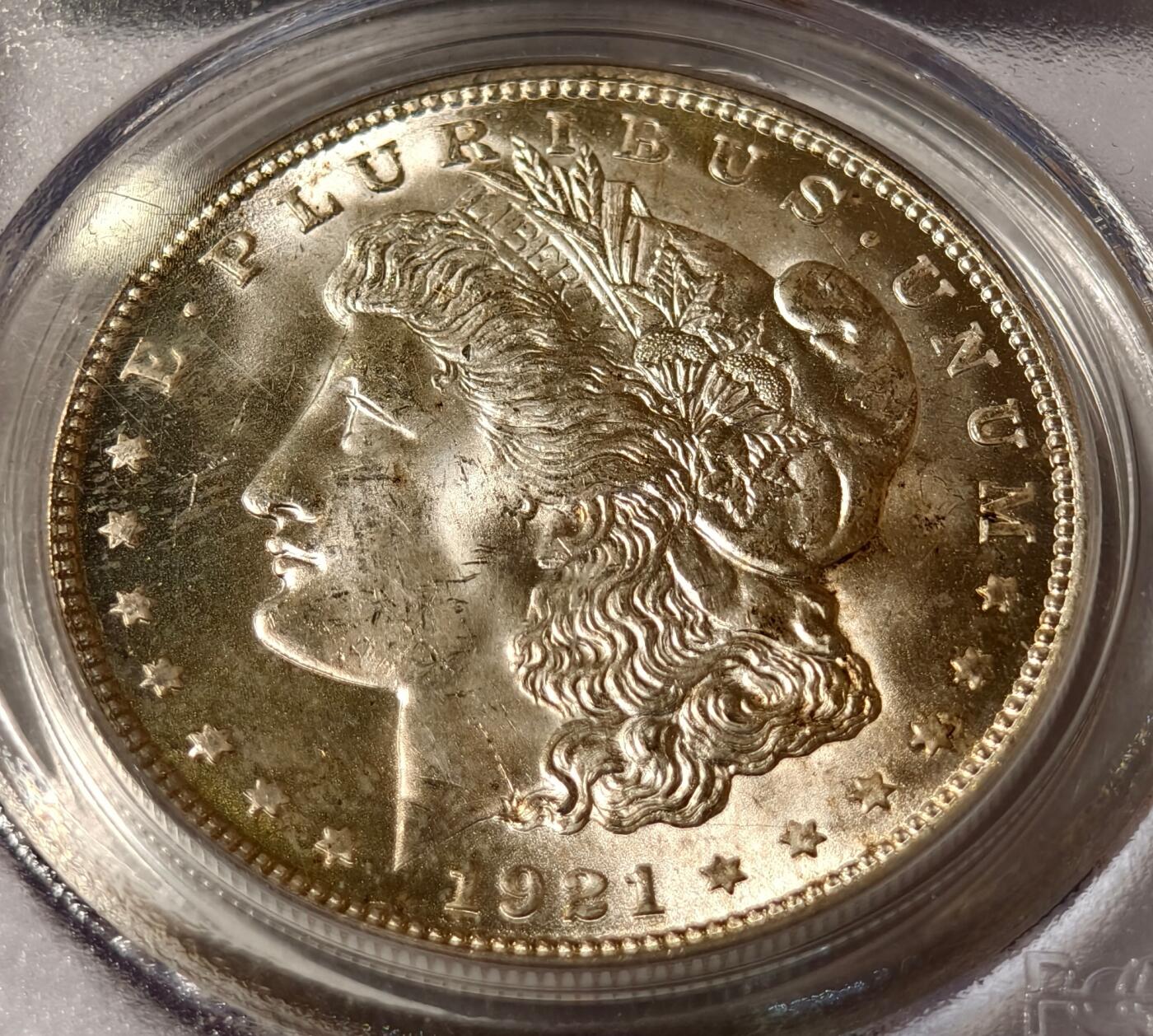 紫瑗钱币——第444期 美国 1921年 摩根 大头妹 1美元 银币 PCGS MS64