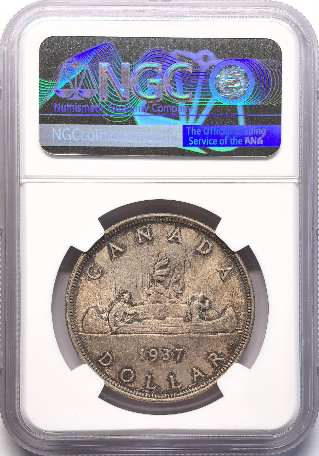FXS世界钱币微拍第二百八十七期 1937加拿大乔六壹元大银NGC-MS63