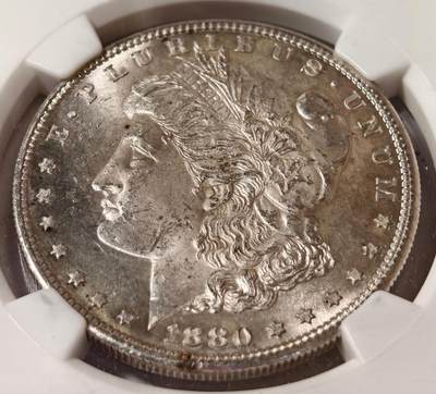 紫瑗钱币——第575期 - 美国 1880年 S版 摩根 大头妹 1美元 银币 NGC MS63