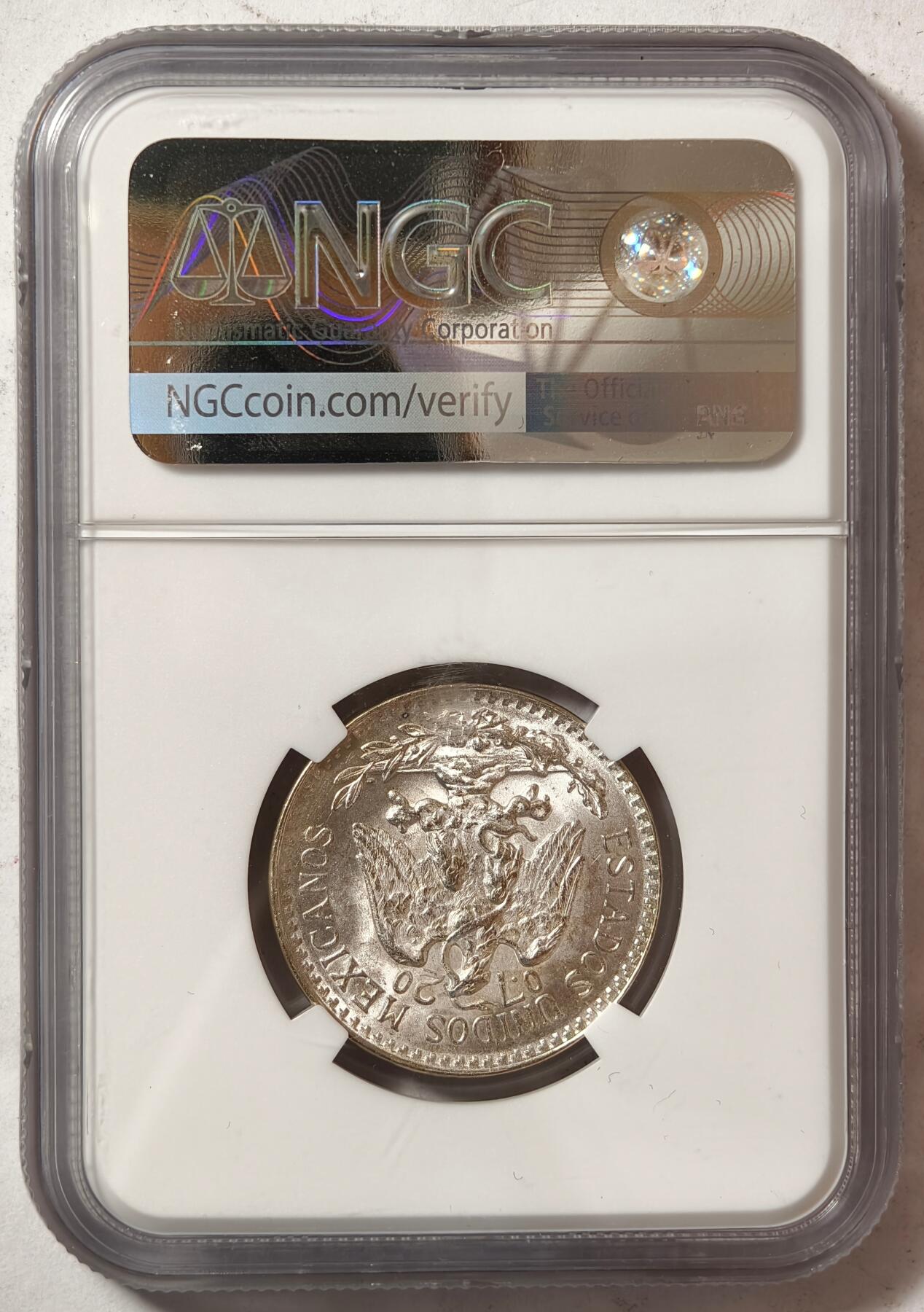 紫瑗钱币——第466期 墨西哥 1945年 M版 鹰洋 50分 银币 NGC MS65