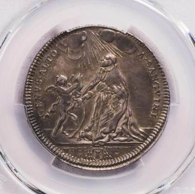 PCGS-AU58 1736教皇国圣经故事Teston银币 冠军 - PCGS-AU58 1736教皇国圣经故事Teston银币 冠军