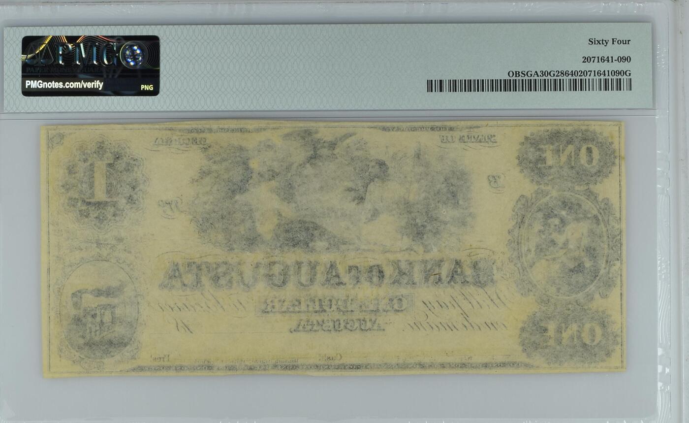 收藏联盟Quantum Auction 第387期拍卖  佐治亚州1850s-60s年1元 PMG64